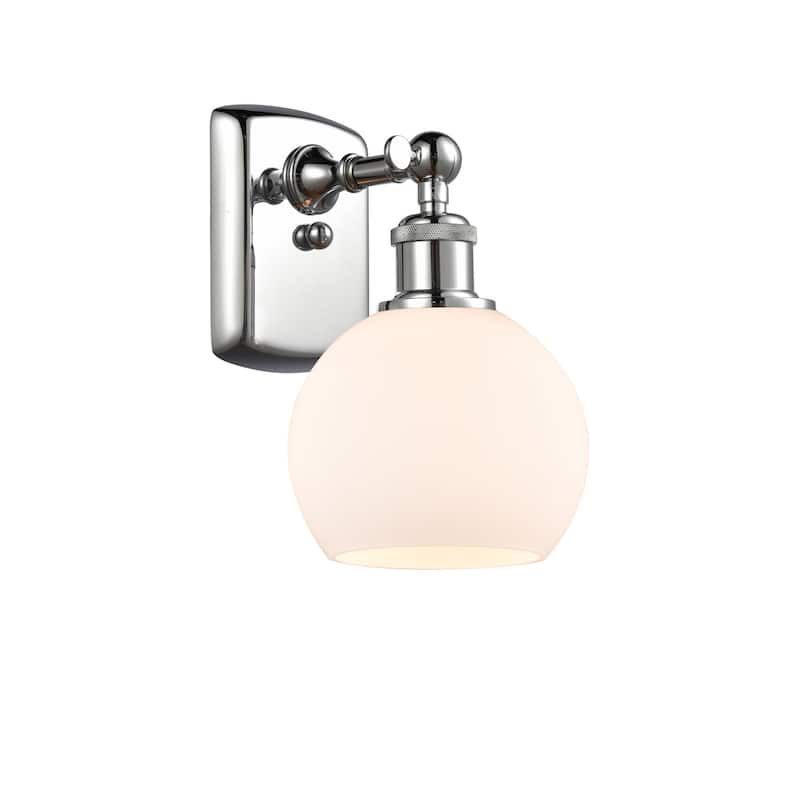 Innovations Lighting 516-1W-9-6 Athens Sconce Athens 9" Tall Wall - Polished Chrome / Matte White