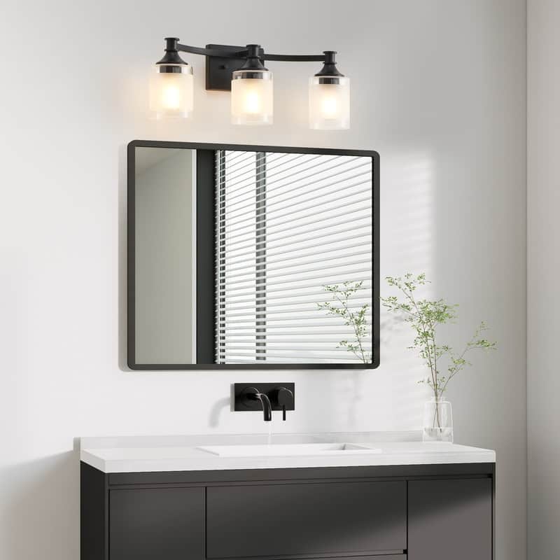 KAWOTI 3-Light Arc Design Bathroom Vanity Light with Frosted Glass - W20.3" * H7.5"* D6"