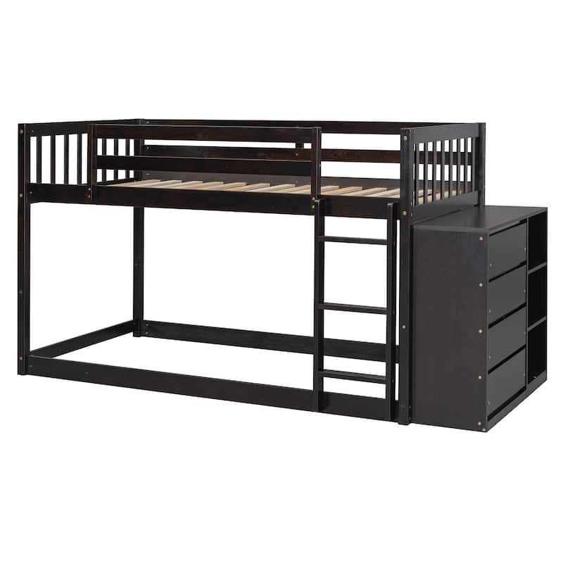 Twin Over Twin Bunk Bed with Storage Drawers and Shelves - Perfect for Sleepovers