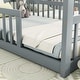 preview thumbnail 13 of 19, Double Twin Size Pine Wood Kids House Floor Bed Frame with Fence & Guardrails, No Box Spring Needed