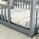 preview thumbnail 5 of 8, Grey Double Twin Pine Wood House Floor Bed with Guardrails