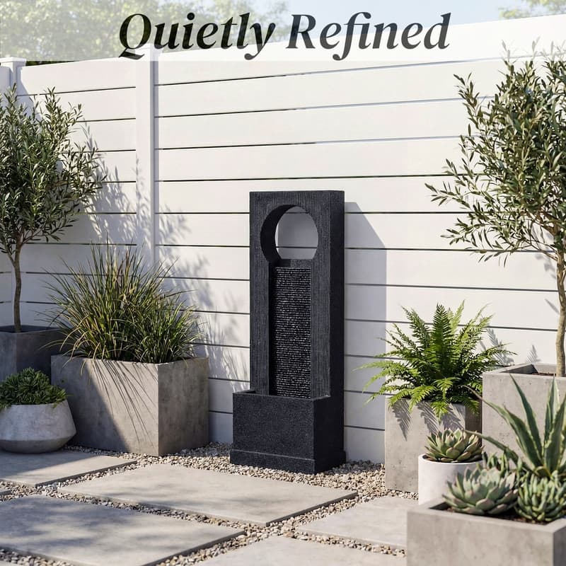 Vbal 40.75in Modern Minimalist Water Curtain Fountain with LED Lights