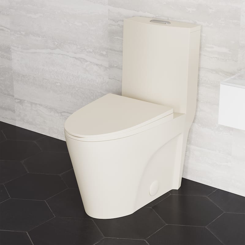 Angers One Piece Elongated Toilet Dual Vortex Flush 1.1/1.6 Gpf In Bisque - 27" x 15.15" 31.2"