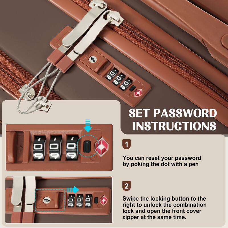 Luggage Set of 3, 20inch with USB Port, front opening design Airline Certified Carry on Luggage, ABS Hard Shell Luggage