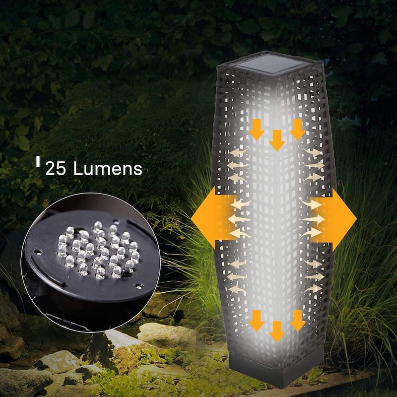 Outdoor Floor Lamp, Large-Sized Solar Powered Rattan Light, Weather-Resistant Rattan Floor Lamp for Patio, Deck and Garden