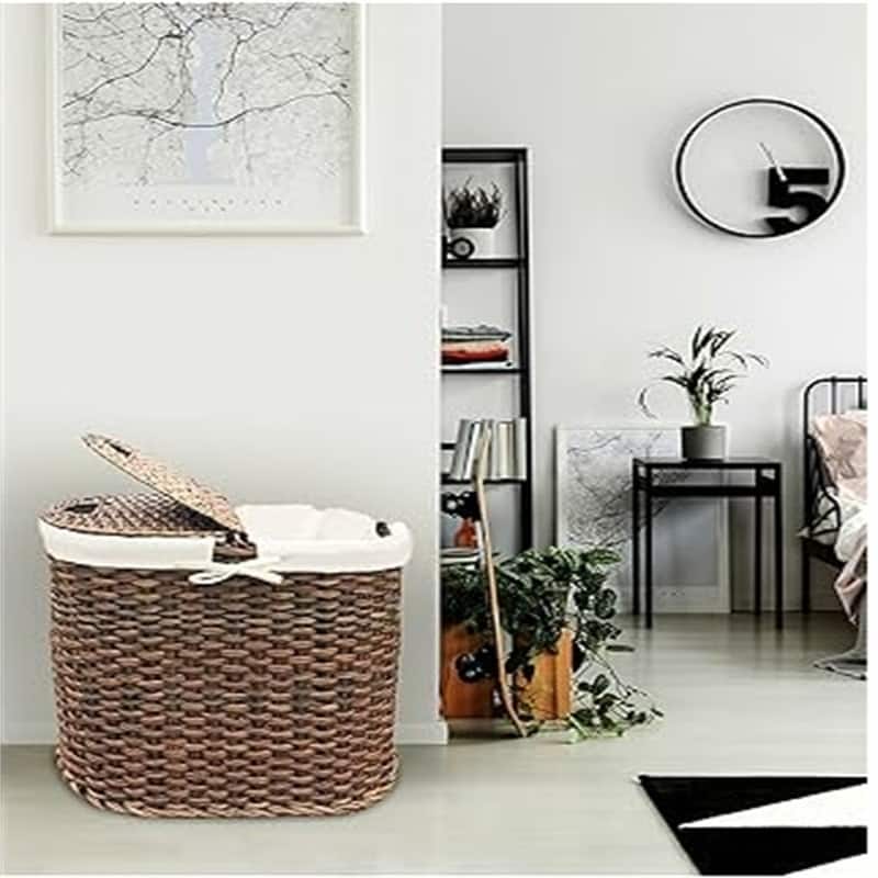 Premium Handwoven Portable Laundry Bin Basket with Carrying Handles
