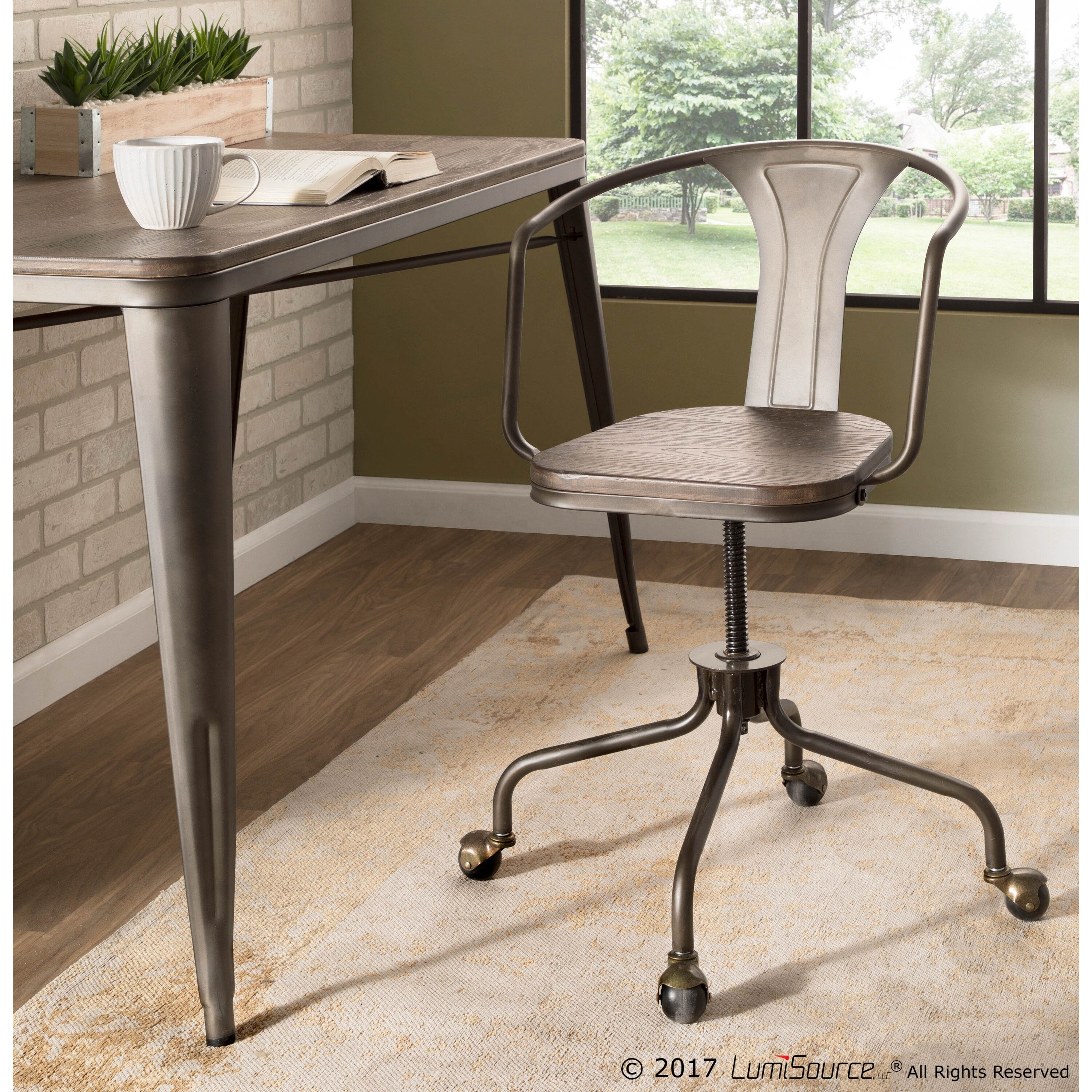 Carbon Loftquiet Reed Industrial Metal Wood Task Chair On Sale Overstock 22466516