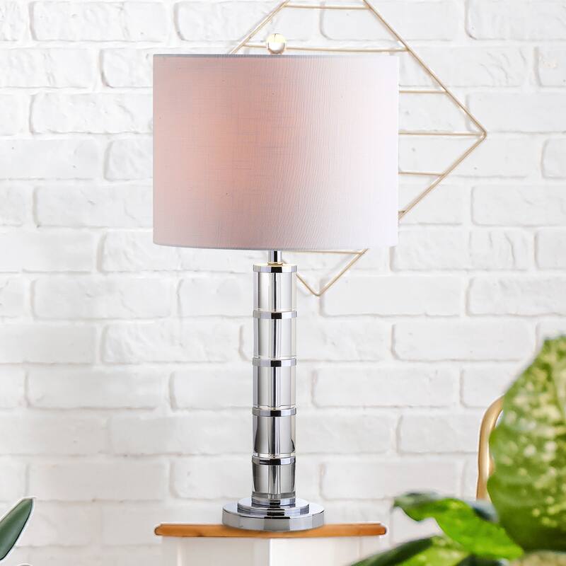 June 26" Crystal LED Table Lamp, Clear/Chrome by JONATHAN Y