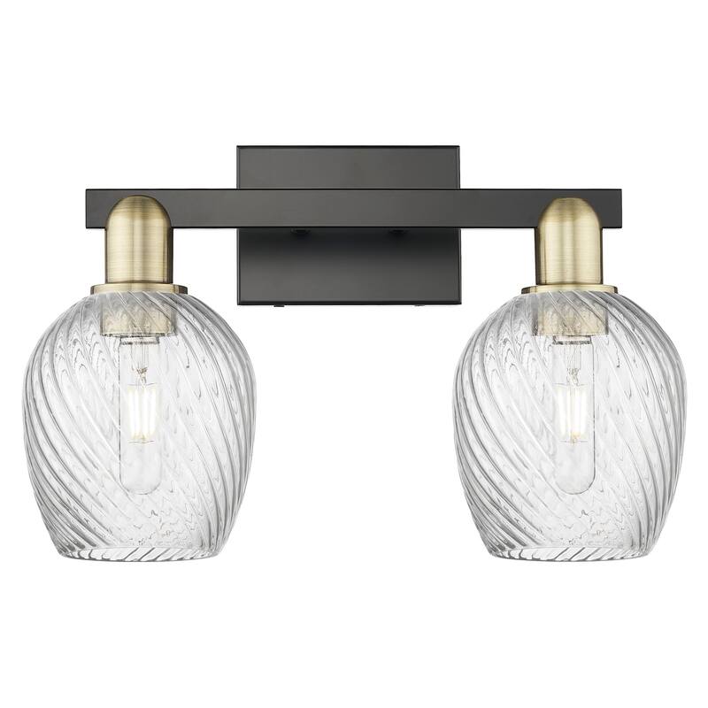 Innovations Lighting 716-2W-12-17 Salina Vanity Salina 2 Light 17" - Black Antique Brass / Clear Spiral Fluted