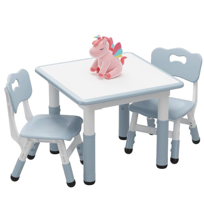 Kids Table and 2 Chairs Set - Light Grey