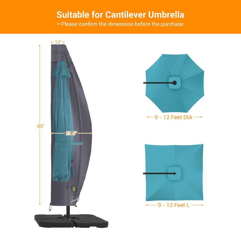 LIVOOSUN Patio Offset Umbrella Covers 600D Waterproof, Fits 8ft-11ft