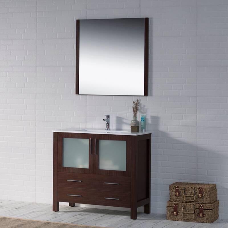 Blossom Solid Wood Double Bathroom Vanity w/ Ceramic Sink & Base
