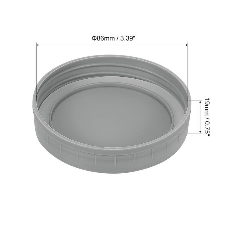 9Pcs Mason Jar Lid, Regular Mouth Plastic Lid with Silicone Rings - Gray - 86mm