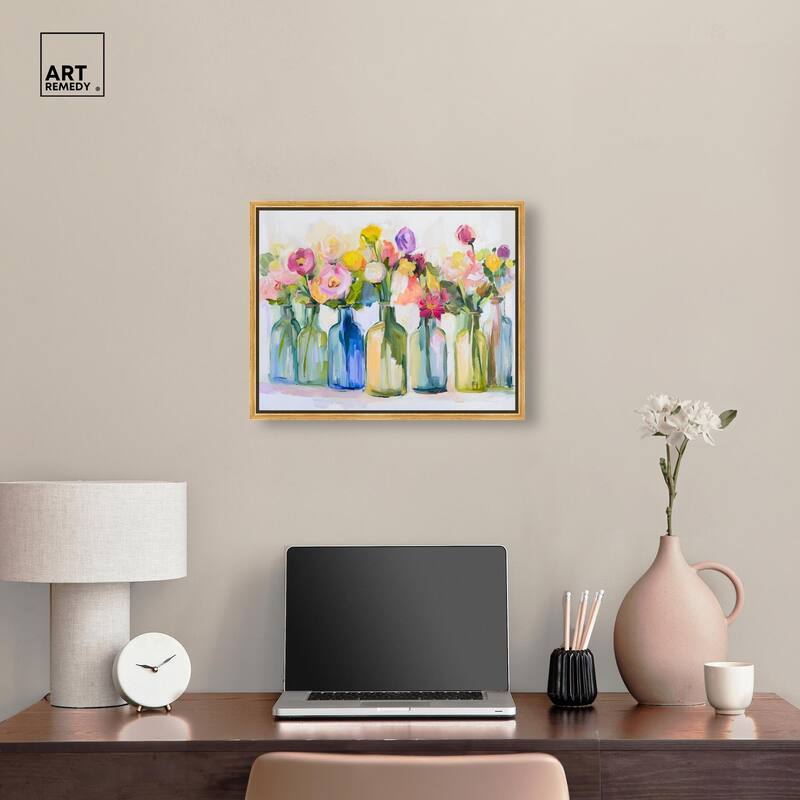 Bottles and Blooms Canvas by Art Remedy