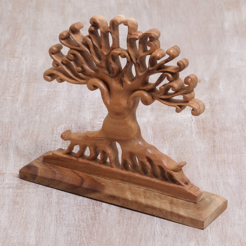 Novica Handmade Courage Grows Wood Sculpture