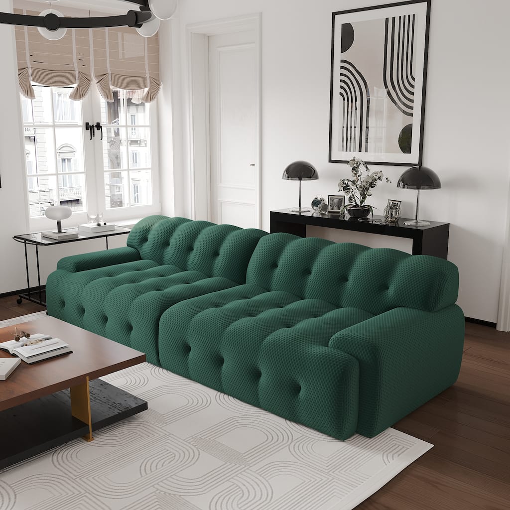 102.4" Oversize Loveseat 3D Mesh Fabric Sectional Sofa Modern Comfy Modular Floor Couch