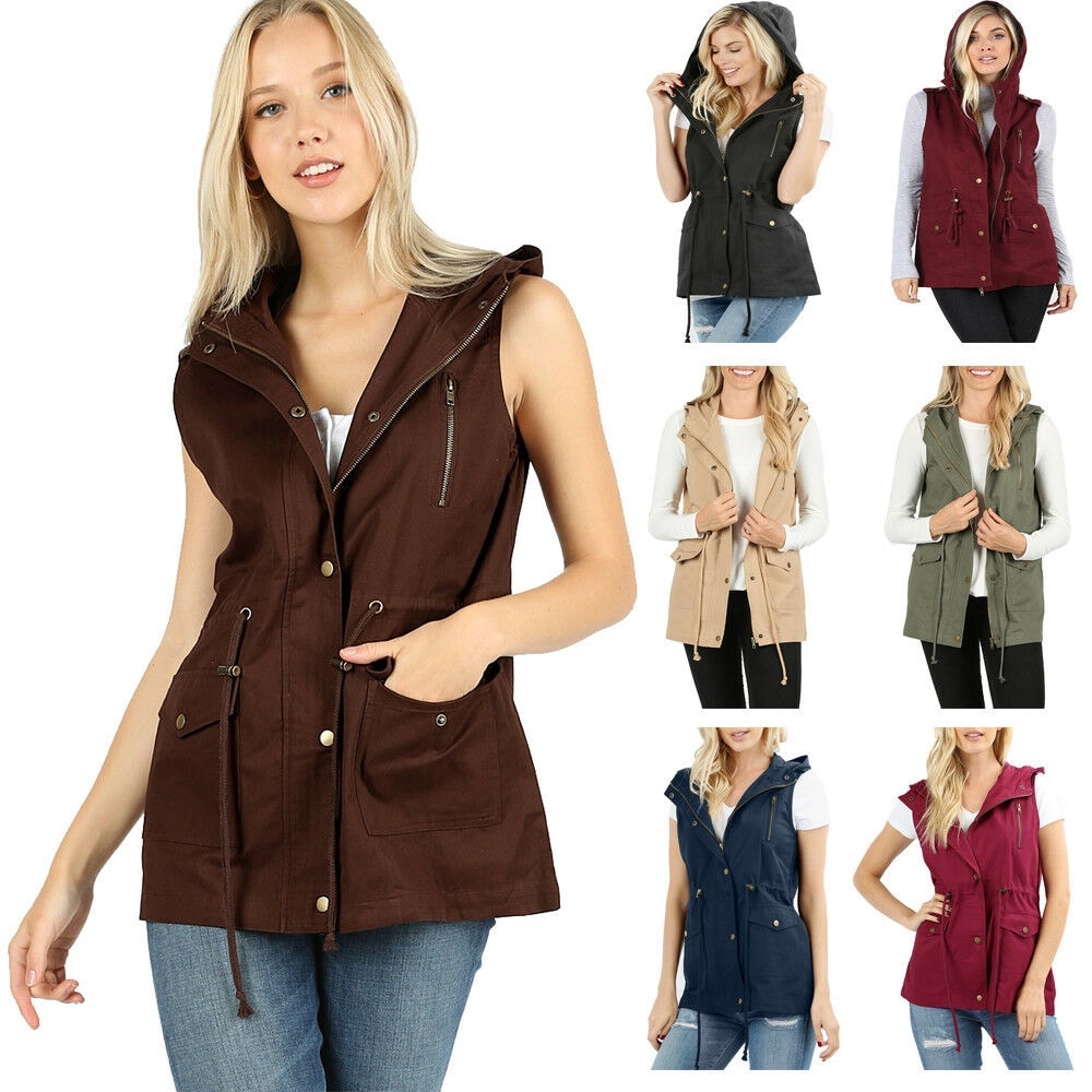 Shop Niobe Clothing Womens Sleeveless Utility Military Style