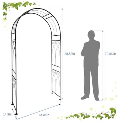 Metal Garden Arch, Outdoor Lawn Arbor with Stakes, Garden Arch Arbor Trellis for Climbing Plants, Wedding Archway Decor