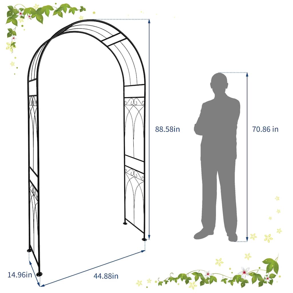 Metal Garden Arch, Outdoor Lawn Arbor with Stakes, Garden Arch Arbor Trellis for Climbing Plants, Wedding Archway Decor