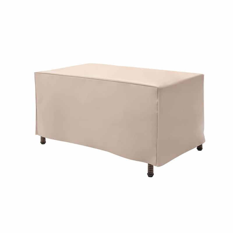 Modern Leisure Basics Patio Ottoman/Coffee Table Cover, 37"L X 22"W X 17"H, Beige - 37"L x 22"W x 17"H