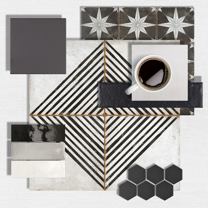 Merola Tile Kings Rombos Nero 17-5/8" x 17-5/8" Ceramic Floor and Wall Tile