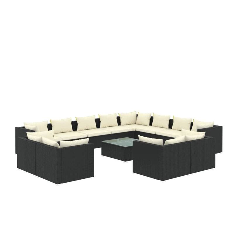 vidaXL Patio Lounge Set Outdoor Sectional Sofa Set Table Garden Poly Rattan