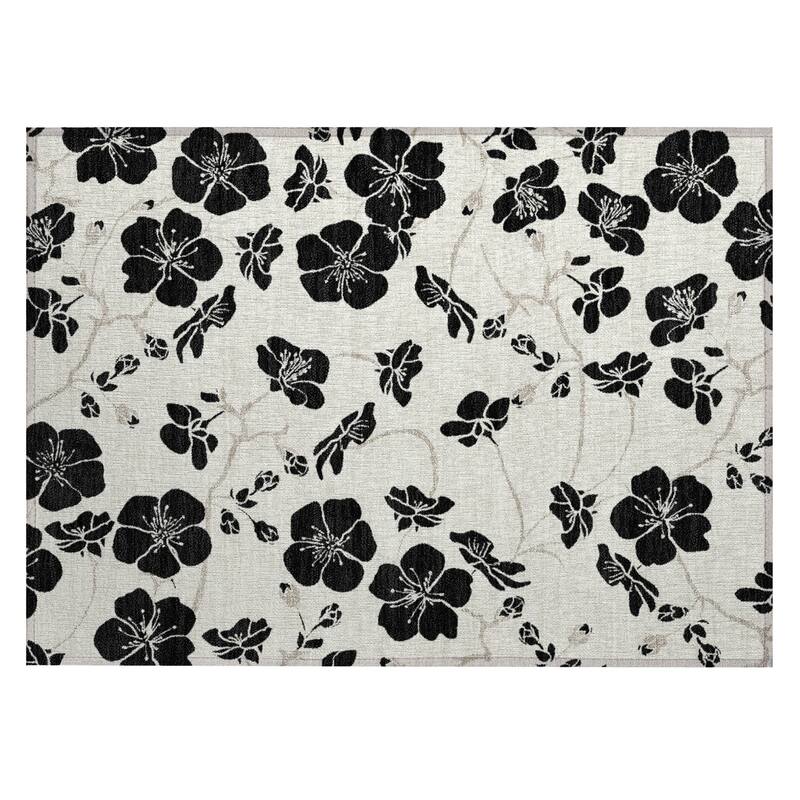 Machine Washable Indoor/ Outdoor Floral Zen Chantille Rug