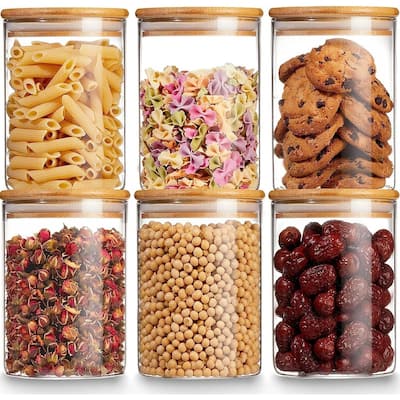 Glass Storage Jars with Airtight Bamboo Lid