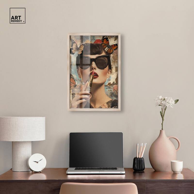 Iconic Lady Butterfly Collage II Shadowbox by Art Remedy