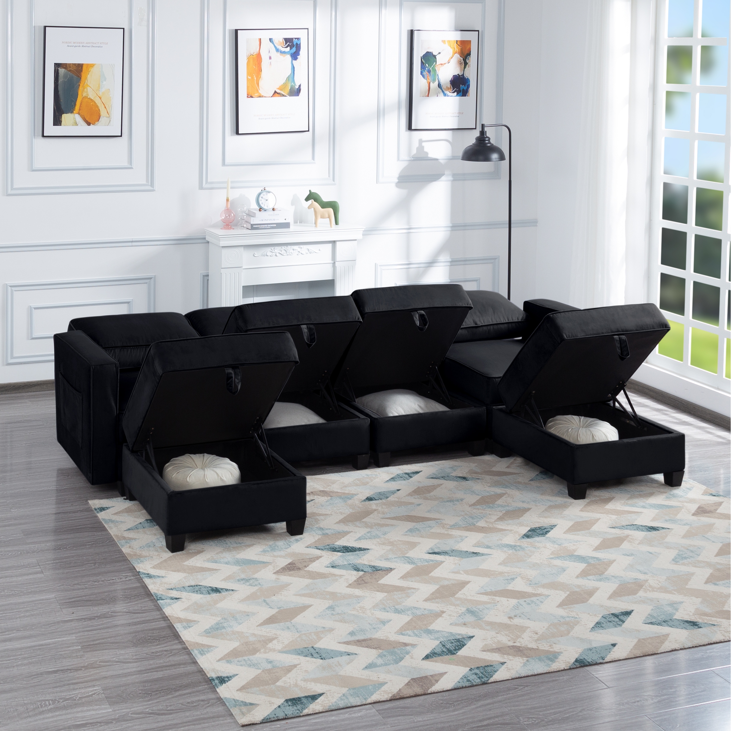 Symmetrical sofa hotsell with ottoman