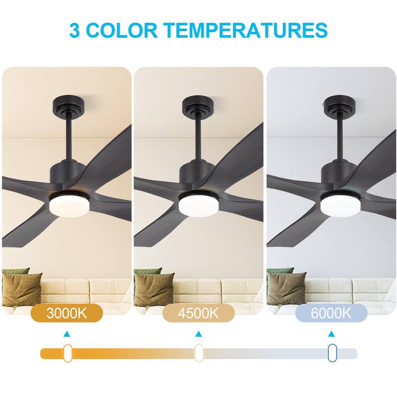 MLiAN 54 inch Solid Wood Indoor Ceiling Fan with Light Kit and Remote - 54 inch