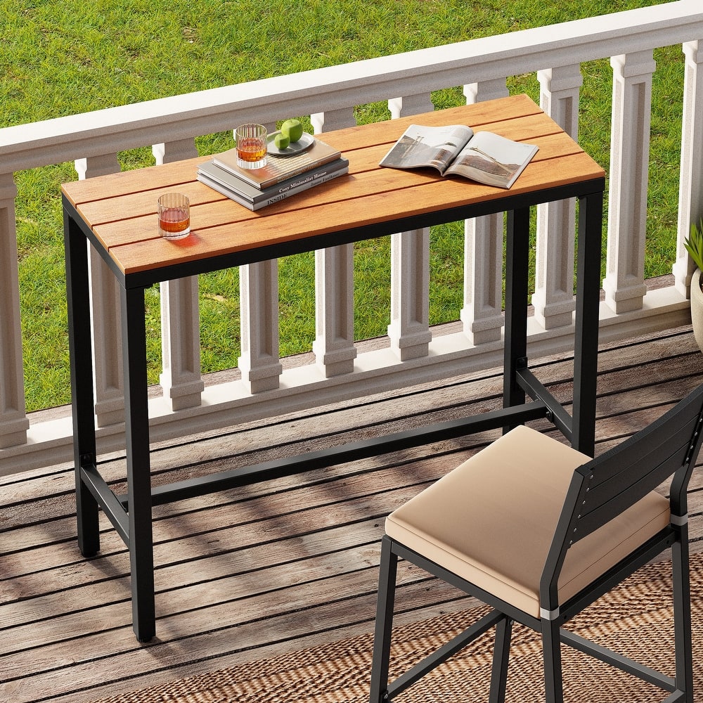 Crestlive Products Patio Outdoor Bar Table Rectangle Pub Table