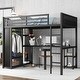 preview thumbnail 1 of 4, Full XL Size Metal Loft Bed with Built-in Wardrobe, Desk and Storage Shelves