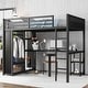 preview thumbnail 2 of 8, Loft Bed Frame with Built-in Wardrobe, Metal Loft Bed with Desk and Storage Shelves, Black
