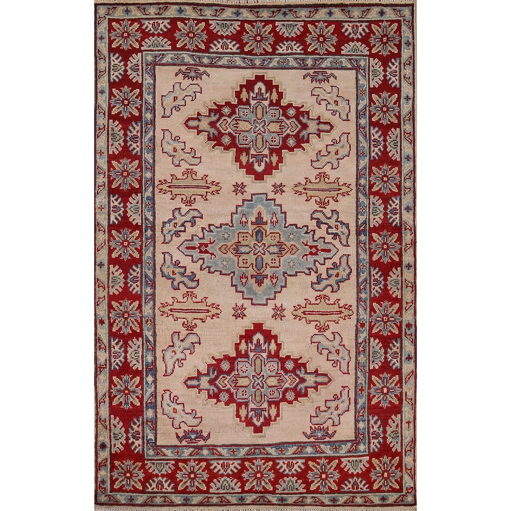 Kazak Accent Rug Hand-Knotted Wool Carpet - 3'5" x 5'4"