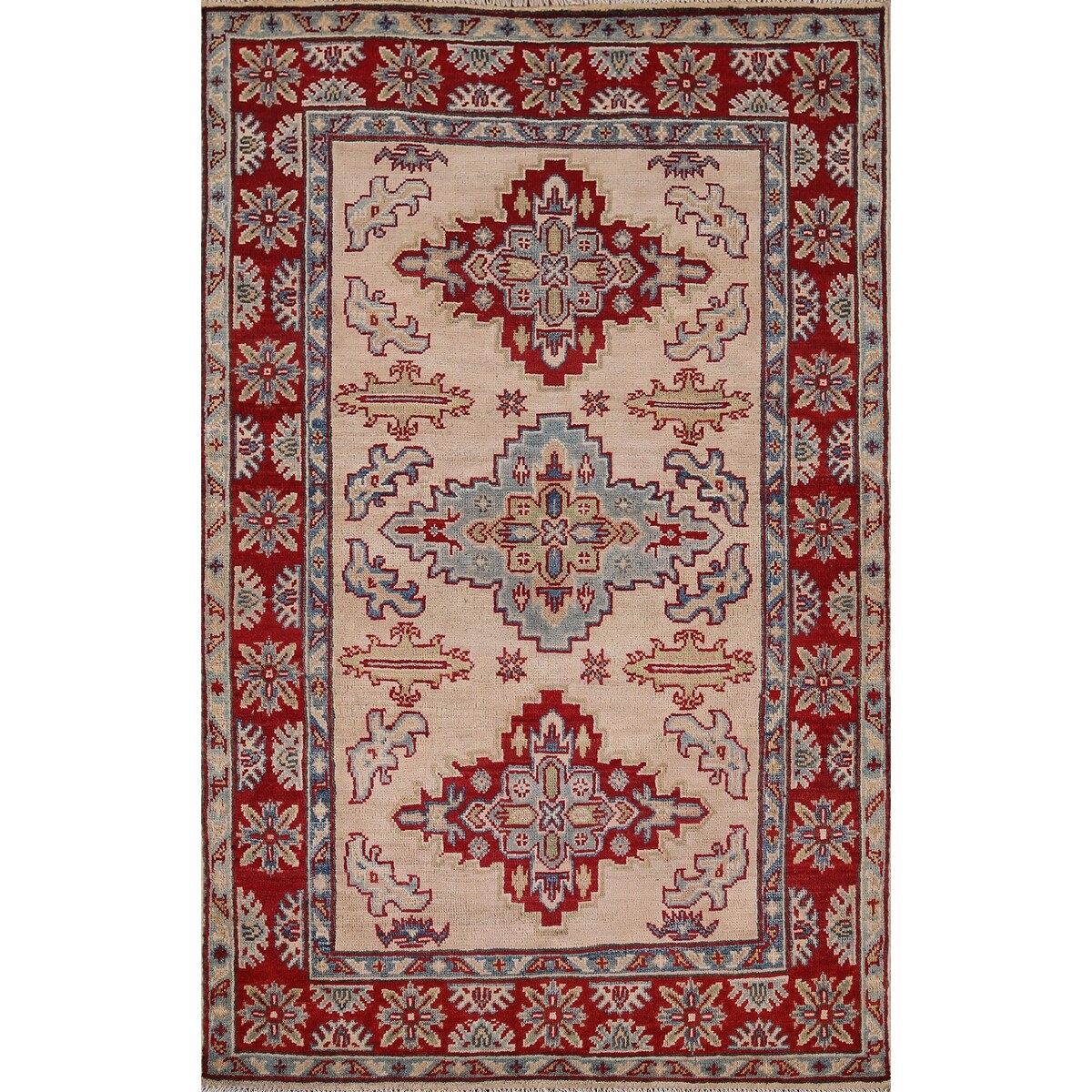 Kazak Accent Rug Hand-Knotted Wool Carpet - 3'5" x 5'4"