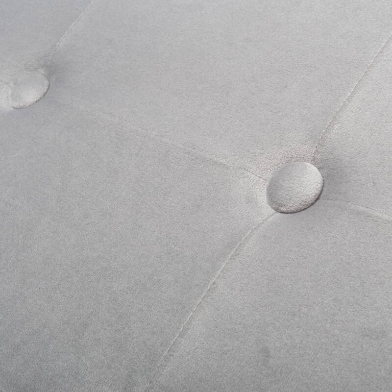 Storage Ottoman - Velvet Tufted Footrest, Toy Chest, or Bench Organizer with Removable Lid by Lavish Home (Rectangle Gray)