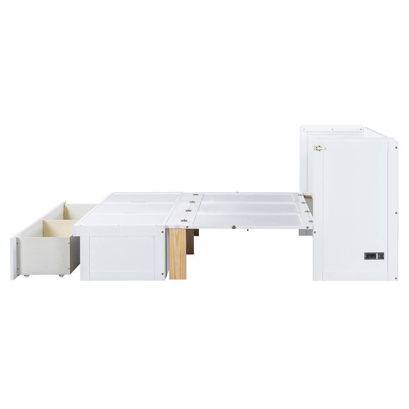 Space-Saving Design Murphy Bed with USB Port and Large Drawer for Bedroom