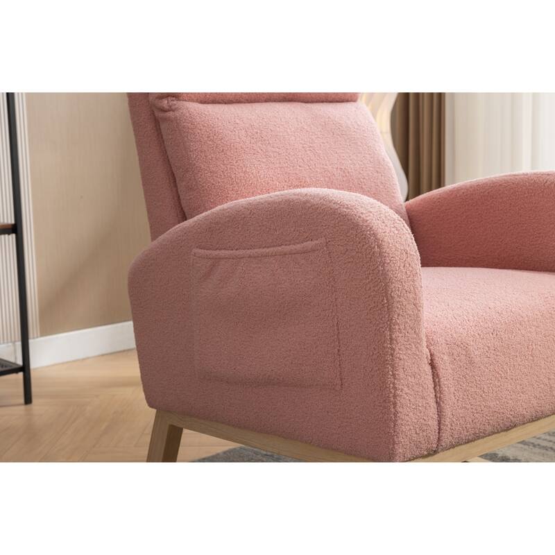 Teddy Fabric Rocking Chair with Right Pocket