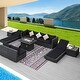 preview thumbnail 85 of 154, FINCATI Outdoor High-back Wicker Patio Sectional Set, 500 lbs Luxury Oversized Conversation Set, Spacious Couch Set