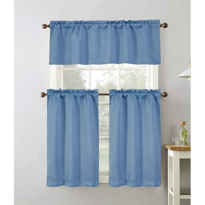 Anchorage Privacy Solid Kitchen Curtain - Blue