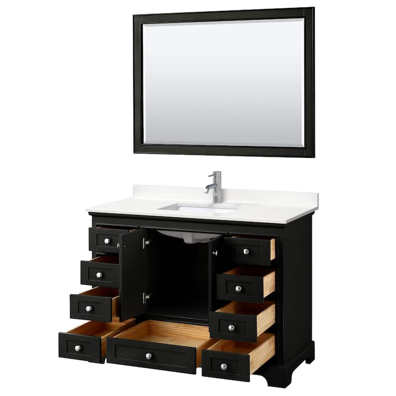 Deborah 48-inch Single Vanity, Quartz Top, 46-inch Mirror