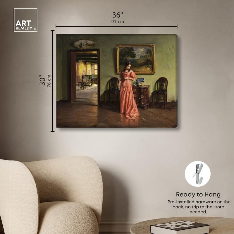 Woman and the Necklace Canvas by Art Remedy, Gallery Wrapped