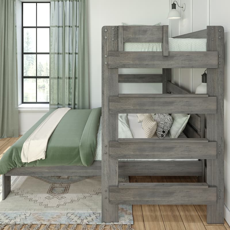Max and Lily Farmhouse Twin over Queen L Shaped Bunk Bed