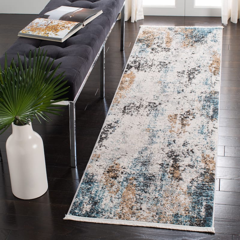 SAFAVIEH Shivan Lauretta Abstract Rug - 2'2" x 6' Runner - Ivory/Grey