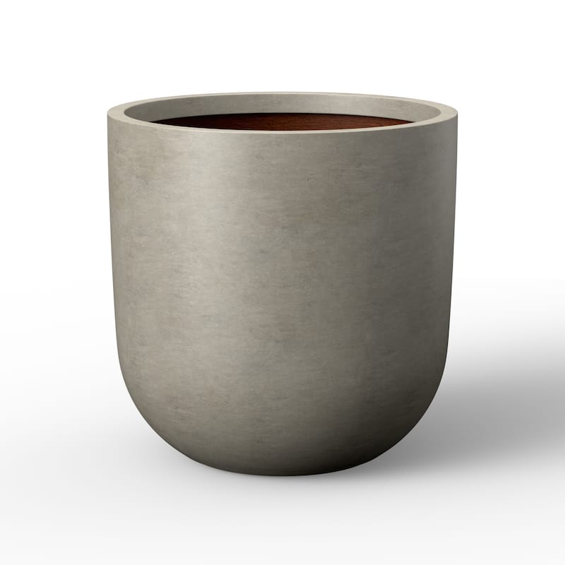 Concrete Round Planter Flower Pot with Drainage Holes - 16.5 x 16.5 - Stone Gray(Enhanced Interior)