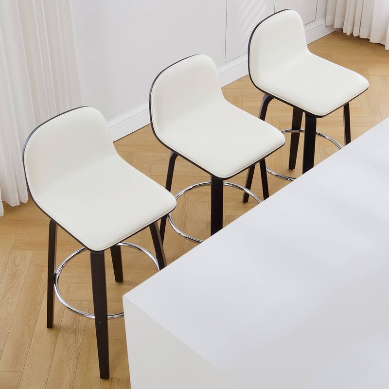 Faux Leather Upholstered Swivel Counter/ Bar Stools with Wood Frame