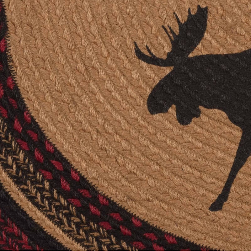 Cumberland Stenciled Moose Jute Rug Half Circle w/ Pad 16.5x33