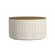 preview thumbnail 31 of 59, HomePop Round Storage Ottoman table with Wood Top