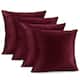 Nestl Solid Microfiber Soft Velvet Throw Pillow Cover (Set of 4) - 24" x 24" - Burgundy Red